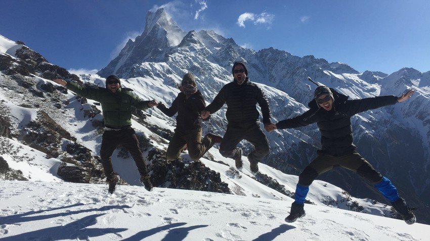 Enjoying during Mardi Himal Trekking