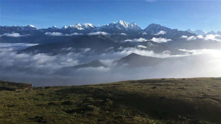 Himalayan Range including mount Everest seen from Pikey Peak